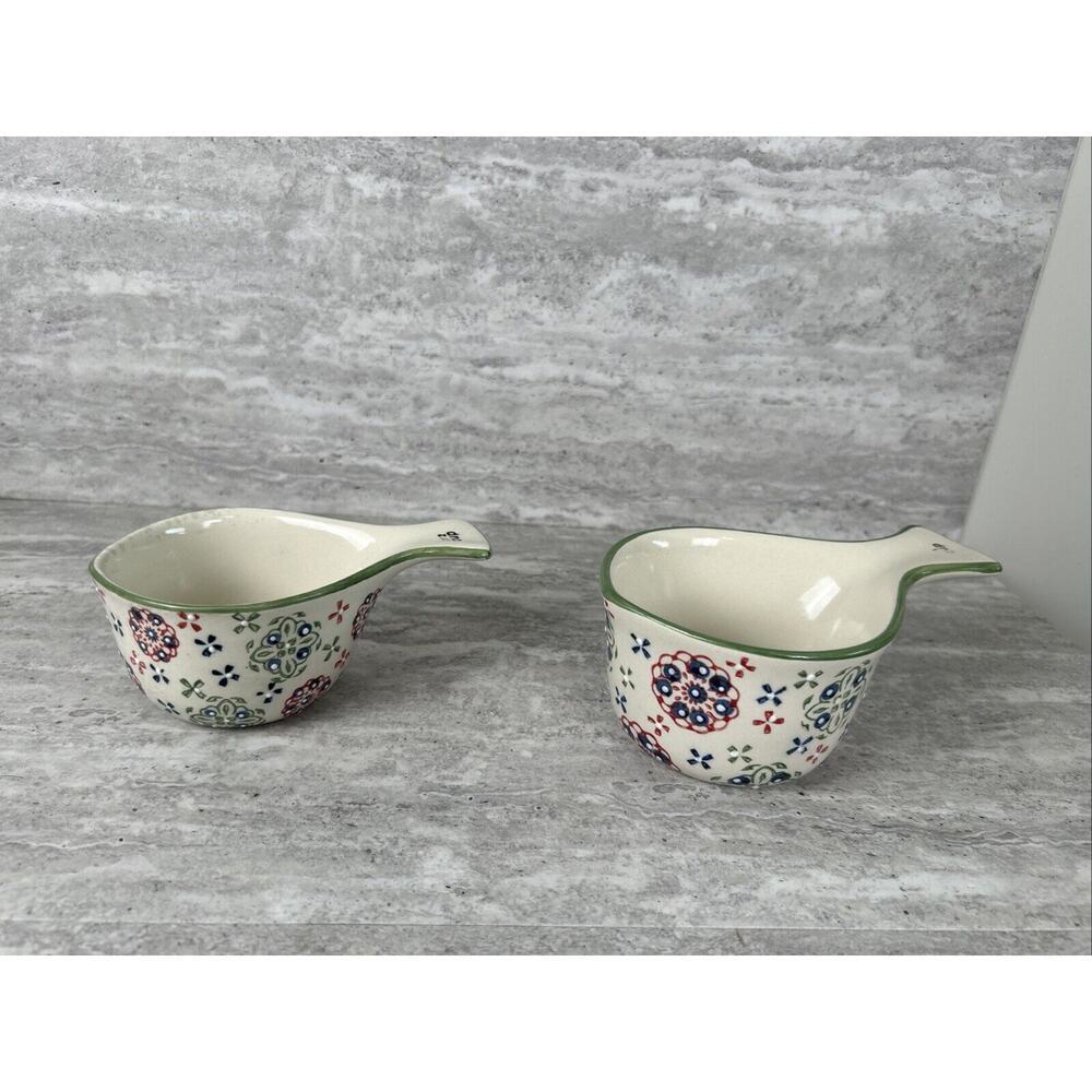 TWO Stoneware Measuring cups (1/2 cup, 1 cup) Pfaltzgraff‎ Stoneware Floral